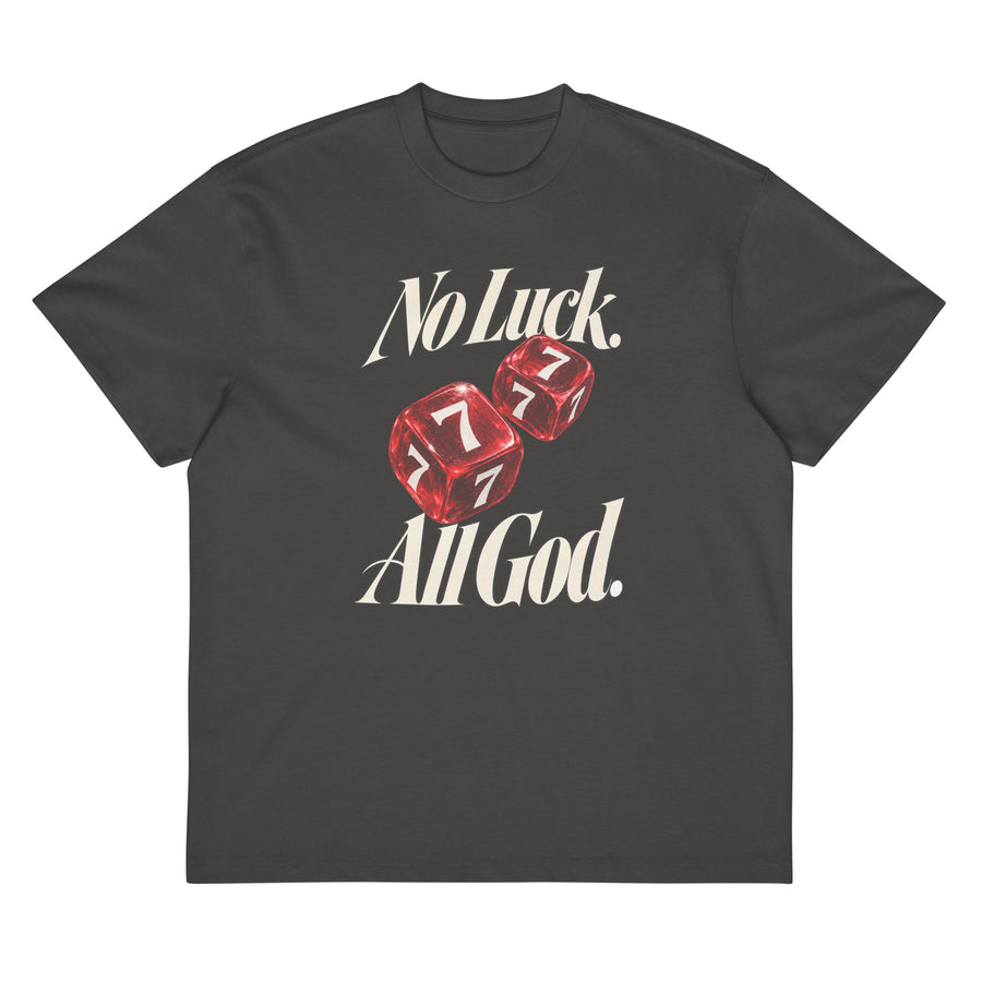No Luck, All God Boxy T-Shirt — Vintage Black