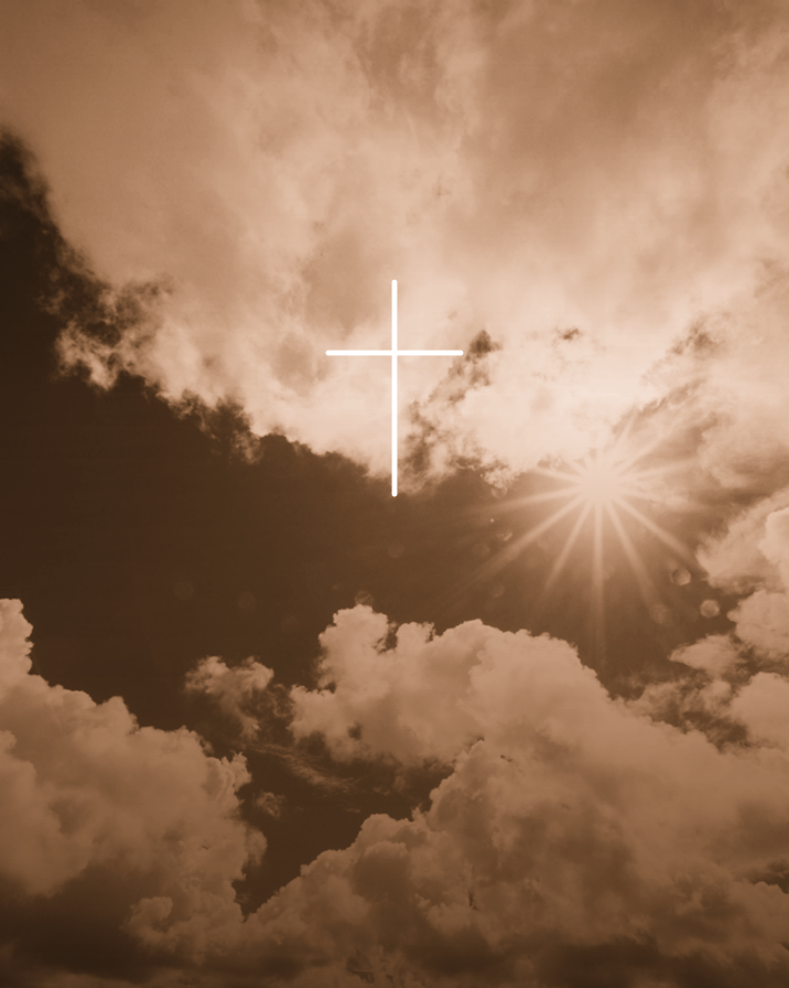 Himmelmotiv mit weißem Kreuz