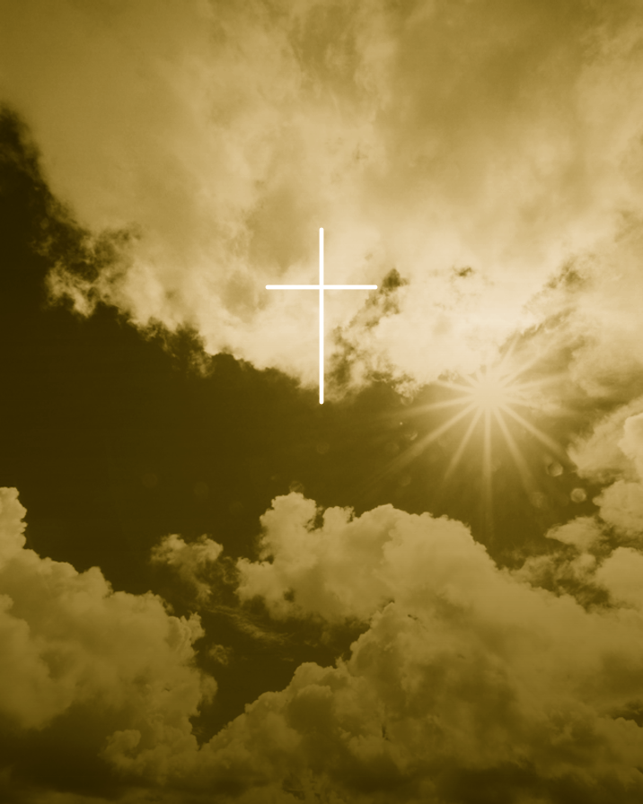 Himmelmotiv mit weißem Kreuz