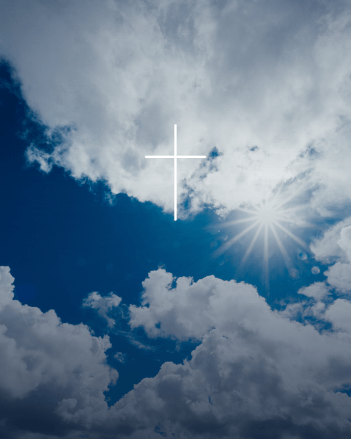 Himmelmotiv mit weißem Kreuz