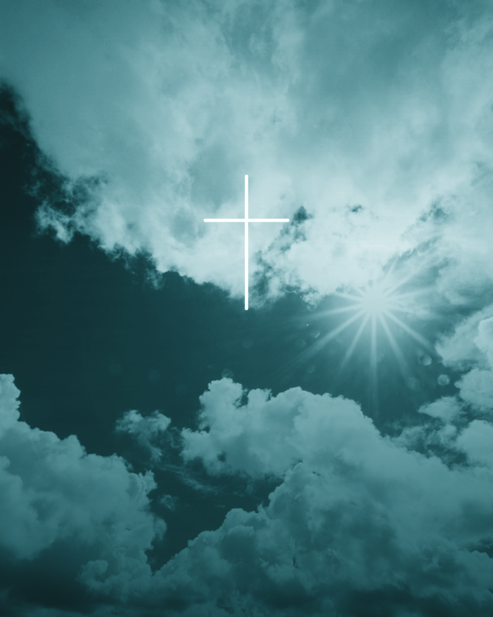 Himmelmotiv mit weißem Kreuz