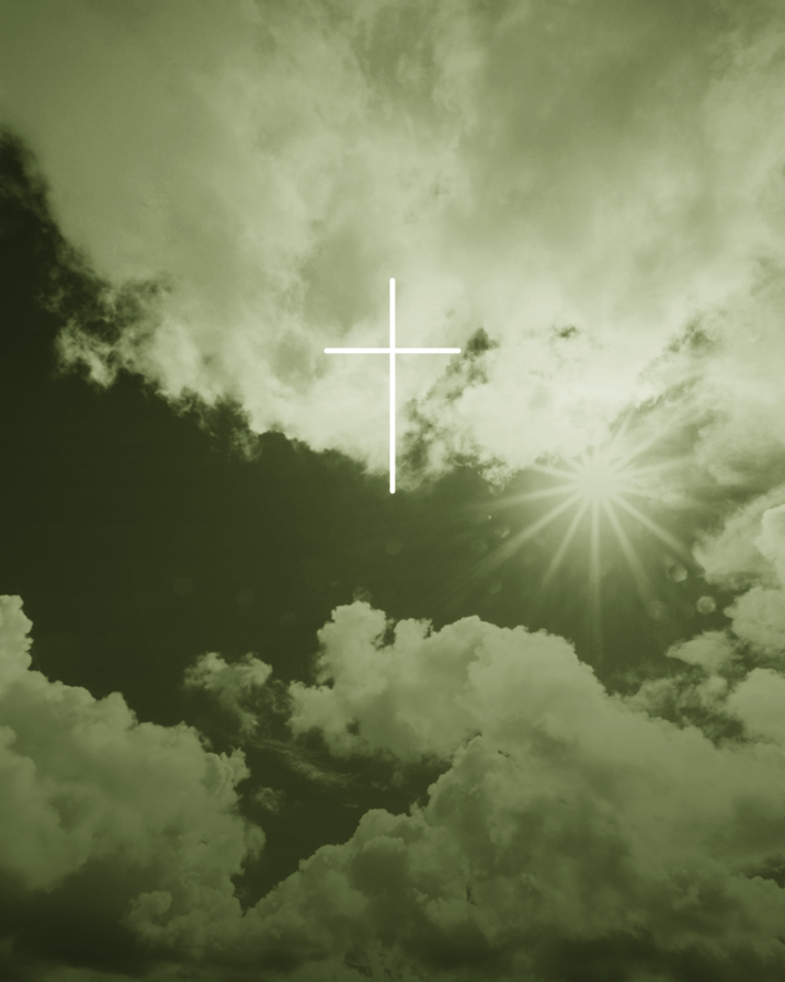 Himmelmotiv mit weißem Kreuz